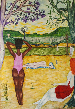 Luiz Dantas Painting 160x220cm Mulheres no balneário ao entardecer